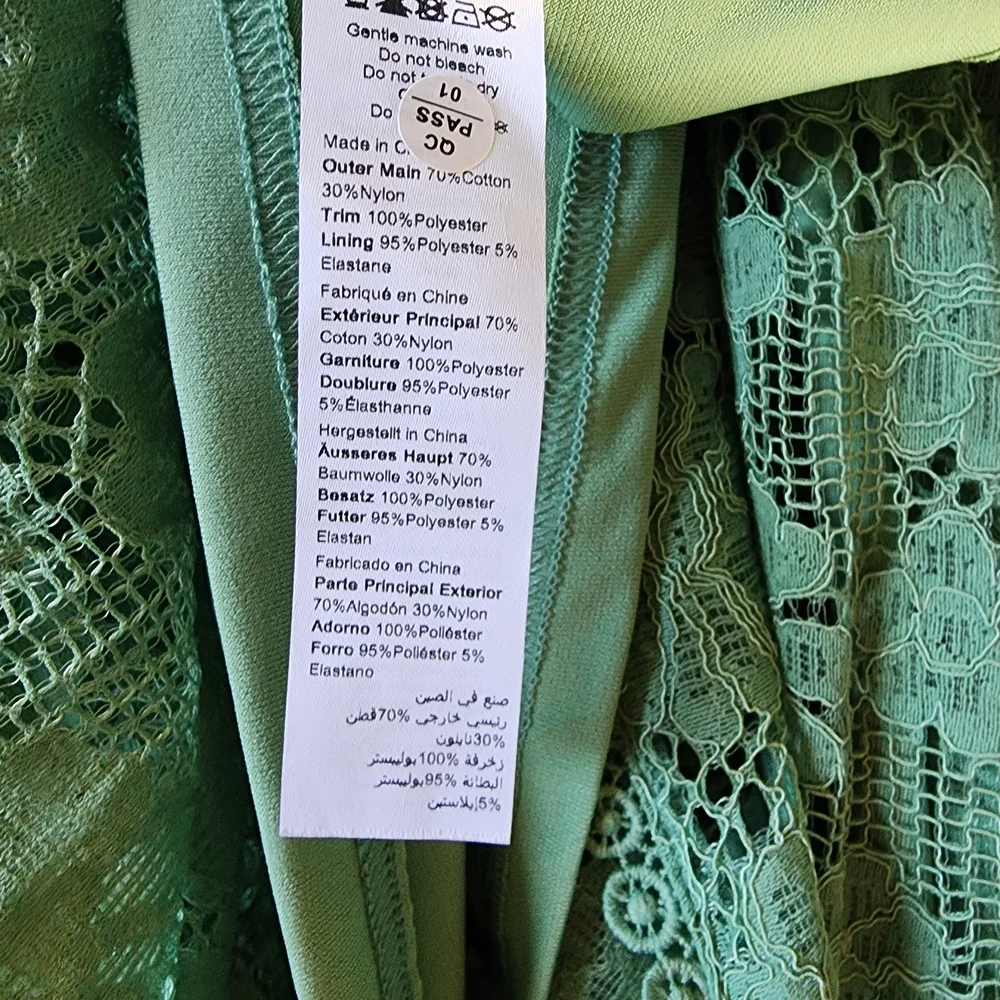 City Chic 22 / XL - Garden Kisses - Sage Green Lace Faux Wrap - Mini Dress - Picture 6 of 8